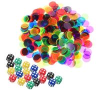 TOYANDONA 320 pièces Transparent Colored Counters with Dice for Games and Math Teaching Plastic Markers for Interactive Learning