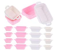 TOYANDONA 32pièces Mini Panier De Rangement Ensemble De Accessoires De Décoration pour Maison Et Cuisine Baskets Miniatures Rose Et Blanc pour De Rôle Et Organisation Objets Divers