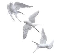 TOYANDONA 3pièces Décoration Oiseaux Résine Hirondelles Artificielles Figurines Murales Oiseau Pour Jardin Patio Intérieur