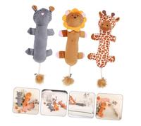 TOYANDONA 3pièces Jouet Molaire pour Chat Lot de Peluche Jouet Mordre Lion Girafe Leopard Chaton
