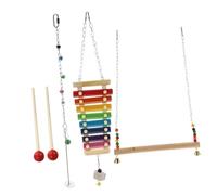 TOYANDONA 3pièces Jouet pour Perroquet avec Xylophone Balançoire Ensemble Jouets pour Cage Oiseaux Brochette Nourriture Suspendue