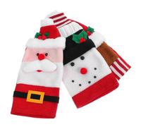 TOYANDONA 3pièces Lot de Housses pour Bouteilles de Vin Festives Maille avec Bonshommes de Père Noël et Rennes pour Décorations de Noël