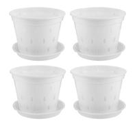 TOYANDONA 4 Ensemble Lot de Petits Pots à Fleurs Transparants Plastique Drainage et Soucoupe Jardinières pour Succulentes Orchidées et Plantes Intérieur Plateau de Récupération Eau pour