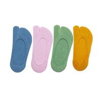 TOYANDONA 4 paires Lot Socquettes Filles Bicolores Chaussettes Basses Créatives à Deux Orteils Antidérapantes Confort et Style Estival