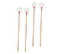 TOYANDONA 4 pièces Baguettes de Timbales Lot de Maillets Percussion Feutre Blanc Manche Bois Pur Rouge pour Orchestre et Musiciens