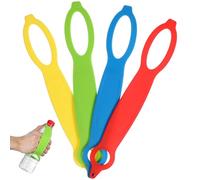 TOYANDONA 4 Pièces Bandoulières Silicone Élastique pour Bouteille Eau Poignées Pratiques et Portables pour Gourde de Voyage Couleurs Rouge Vert Jaune Bleu