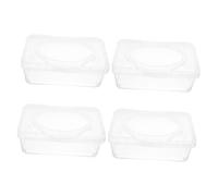 TOYANDONA 4 Pièces Boîte Lingettes avec Couvercle Anti-poussière Distributeur Pratique et Ergonomique pour Lingettes Humides Mouchoirs et Papiers Lot de Transparentes pour Organisation