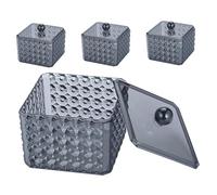 TOYANDONA 4 pièces Boîte Rangement Coton-Tige Acrylique Transparente avec Texture Diamant Organisateur Élégant Anti-humidité pour Cotons et Coton-tiges Accessoire Moderne pour Salle de Bain