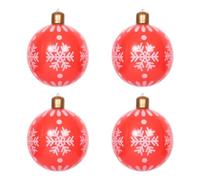 TOYANDONA 4 Pièces Boule de Noël Gonflable Rouge PVC pour Jardin | Décoration de Noël Résistante à L'eau, Installation Rapide, Usage Pelouse et Cour, Style Élégant