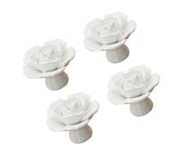TOYANDONA 4 Pièces Bouton de Meuble Rose en Céramique Blanche | Poignée Décorative à Fleur, Usage pour Armoire et Porte de Cabinet, Lot