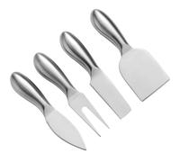 TOYANDONA 4 Pièces Coffret de 4 Couteaux à Fromage en Acier Inoxydable Argenté Fourchette à Beurre et Spatule Antidérapante Cuisine, Design Unique Facile à Couper
