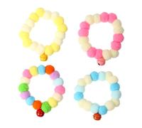 TOYANDONA 4 pièces Collier Élastique Peluche pour Ensemble Pompons Colorés Jaune Bleu Rose Accessoire de Costume pour Animaux de Compagnie