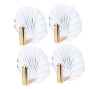 TOYANDONA 4 pièces Crochets Adhésifs Décoratifs Forme de Lot de Crochets Muraux Transparents Dorés sans Perçage Porte-clés et Accroche-serviettes Polyvalents pour Salle de Bain Cuisine et