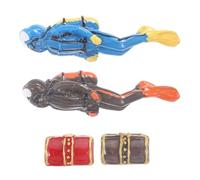 TOYANDONA 4 Pièces Décorations Aquarium Résine Ornement Plongeur et Coffre Au Trésor Micro Paysage pour Bassin et Aquarium Décoration Créative pour Aménagement Paysager de Poissons
