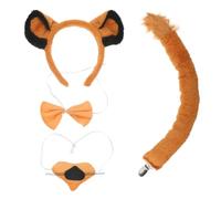 TOYANDONA 4 Pièces Ensemble de Cosplay Lionceau en Peluche | Serrage-tête Oreilles, Nez et Queue Assortis, Style Ludique Réaliste, pour Carnaval et Fêtes Costumées
