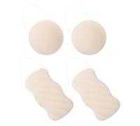 TOYANDONA 4 Pièces Éponge de Nettoyage Réutilisable en Langue de Diable Blanche Texture Douce Forme Demi-boule ou Rectangle pour Peau Sensible Bain Voyages