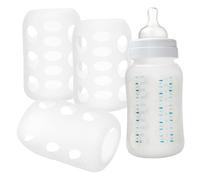 TOYANDONA 4 Pièces Housse Silicone pour Biberon Garçon Fille Protecteur Antidérapant et Choc Couverture de Bouteille Nursery Sûre et Résistante