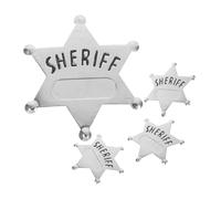 TOYANDONA 4 Pièces Lot de Badges Shérif Alliage de Zinc Épingle Décorative Étoile à Branches Accessoires pour Fête Western Halloween Cosplay et Jeu de Rôle