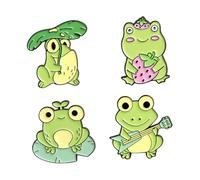 TOYANDONA 4 pièces Lot de Broches Grenouille Mignonnes Alliage Peint Accessoires Décoratifs pour Vêtements Sacs et Chapeaux Badges Stylés et Faciles à Porter
