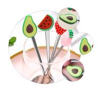 TOYANDONA 4 pièces Lot de Couverts Innovants Acier Inoxydable Forme Fruit Fourchettes et Cuillères Originales pour Cuisine Ustensiles Résistants et Design Avocado pour Salades et Desserts