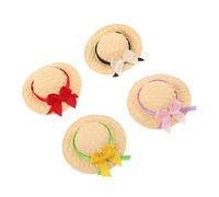 TOYANDONA 4 Pièces Mini Chapeaux de Paille Tissés Main pour Poupées Mini Casquettes Colorées pour Artisanat Décoration Maison de Poupée et Accessoires Photographie