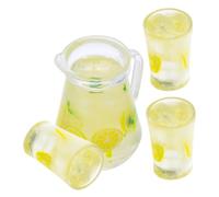 TOYANDONA 4 Pièces Miniature Lemonade Pitcher and Cups Set Realistic Tiny Drinks Model for Dollhouse Decor Mini Beverage Jugs for Summer Diorama and Fairy Garden