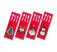 TOYANDONA 4 Pièces Paquet à Couverts de Noël, Paquet à Couverts en Feutrine Rouge, Forme Carrée, Facile à Transporter, Décor de Table pour Dîner de Fête