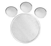 TOYANDONA 4 pièces Plateau de Cuisson Rond Aluminium Ensemble pour Pizza et Autres Pâtisseries Plaque Antiadhésive avec Design Maille pour Cuisson Uniforme Accessoire de Cuisine Pratique