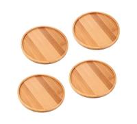 TOYANDONA 4 Pièces Plateau en Bambou Portion Plateau De Pot Cache-Pot Décoratif Plantes D'intérieur Accessoires Bonsaï Soucoupes De Jardinière Suinter Bambou