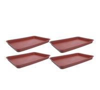 TOYANDONA 4 Pièces Plateau Rectangulaire Marron pour Pots de Fleurs en Plastique 34,5x24x3 Cm, Support sous-Pot Lisse pour Plantes D'intérieur, pour Balcons et Nettoyage Facile