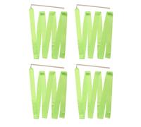 TOYANDONA 4 Pièces Ruban de Gymnastique Rythmique en Soie Bâton en Bois Léger Vert pour Performance et Entraînement des Garçon et Filles en Danse Artistique