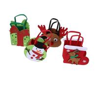 TOYANDONA 4 Pièces Sacs Feutre de Noël Grands Sacs pour Fêtes Décorations Festives avec Motifs Renne Bonhomme Boîte Cadeau Pochettes et Élégantes pour Rangement et Transport