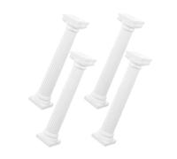 TOYANDONA 4 Pièces Statue de Pilier Romain Blanc, et Accessoire Photo | Base Plate Stable, Bords Lisses et Arrondis, Style Classique Rétro, pour Vitrines Miniatures, Événements et Tables Basses