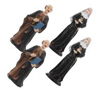 TOYANDONA 4 Pièces Statue missionnaire sculpture en résine statuette en résine figurine de décoration de bureau ornements chrétiens Toppers à gâteau faveur parti religieux statue d'église