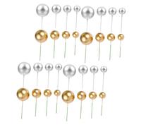 TOYANDONA 40 Pièces Boules Décoratives Mousse pour Gâteau Mini Toppers Cupcake Mix Or et Argent Accessoires DIY pour Décoration Anniversaire et Fête