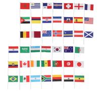 TOYANDONA 42 Pièces Mini Drapeaux Nationaux à Main, 42 Pays, Polyester | Style Football, pour Bureau et Fête, Décor D’événement, avec Tige, Lot de Quarante-deux
