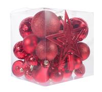 TOYANDONA 45 Pièces Boules Décoratives de Noël, Décorations Suspendues pour Sapin, Lot de Boules Rouge en Plastique, Réutilisables, pour Créer Une Ambiance Festive au Bureau