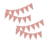 TOYANDONA 4pièces Banderole De Thème Carnaval Décoration Pour Voiture Distribution Bonbons Anniversaire Fête Guirlande Fanions Rayures Blanches Rouges