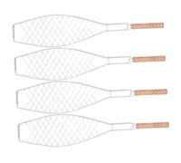 TOYANDONA 4pièces Barbecue pour Poisson Métal avec Manche Panier à Poisson Outil De Barbecue pour Camping Et Pique-