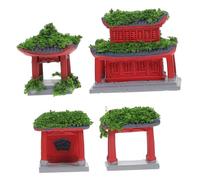 TOYANDONA 4pièces Décoration De Terrarium Asiatique Lot de Portes De Jardin Shinto Miniatures pour Aquarium Micro-Paysage avec Temple Shinto Japonais Et Statuette De Pagode Hexagonale