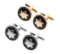 TOYANDONA 4pièces Lot de Boutons de Manchette Homme Étoile Style Français pour Chemise Accessoire pour Smoking et Événements Formels
