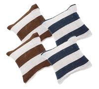 TOYANDONA 4pièces Mini Oreillers Miniatures Pour Maison De Poupées De Modèles Décoratifs Stripes Bruns Et Bleus Pour Décoration De Tiny House