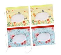 TOYANDONA 4pièces Sachet Distributeur de Lingettes Réutilisable Eva Boîte Conteneur pour Lingettes Humides avec Fermeture à Pression pour Voyages et Usage Quotidien