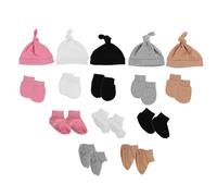TOYANDONA 5 Ensembles Moufles Nouveau-né et Bonnets Coton Doux Ensemble pour Garçon Fille Protection Tête 0-6 Mois