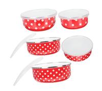 TOYANDONA 5 pièces Bol Émail avec Couvercle Hermétique Boîte Alimentaire Réutilisable Portable pour Salade Riz et Soupe Stockage Frais Maison et Au Bureau