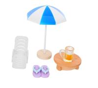 TOYANDONA 5 pièces Décoration Miniature Plage de Accessoires Micro Paysage avec Chaises Longues et Parasol pour DIY Jardin Féérique