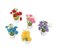 TOYANDONA 5 Pièces Dollhouse Miniature Table Centerpiece Decor Faux Flower Pots for Micro Landscape and Fairy Garden Display