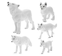 TOYANDONA 5 pièces Figurines de Loup Polaire Lot de Modèles Réalistes pour Décoration de Bureau et Éducatif pour Garçons et Filles Ornements Animaux pour Maison et Jardin
