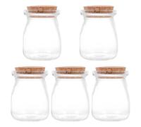 TOYANDONA 5 pièces Flacons Verre Transparent avec Bouchon Liège Petits Pots Originaux pour Senteurs et Décoration Bouteilles à Message Style Drift Bottle Verre Sécurisé