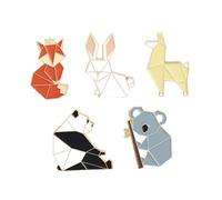 TOYANDONA 5 pièces Lot de Broches Animaux Origami Alliage Léger Épingle Kawaii Décorative pour Pulls Vestes et Sacs Accessoires de Mode Adorables pour Femme et Homme